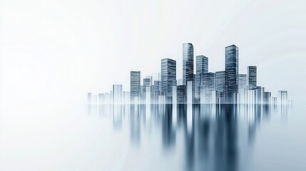 Wall Mural - Modern City Skyline Reflection.