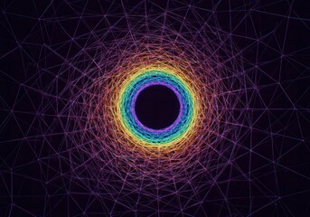 Wall Mural - abstract 3d plexus tunnel design, showcasing virtual pathways and advanced digital concepts