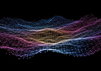Wall Mural - futuristic illustration of a plexus-style airplane, showcasing digital connectivity and technology