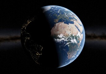 Wall Mural - planet earth from outer space, highlighting its blue oceans and cloud formations