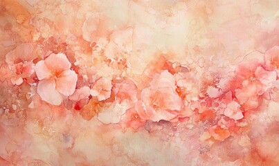 Poster - A painting of pink flowers with a watercolor background