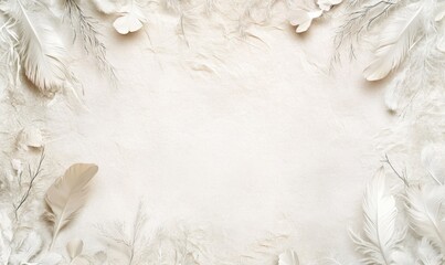 Poster - A white background with a white feather pattern