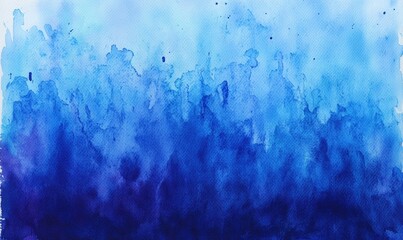 Poster - A blue and white watercolor painting of a blue ocean with a blue sky