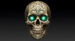 © arazka - Ornate Skull with Emerald Eyes on Dark Background Fantasy Art