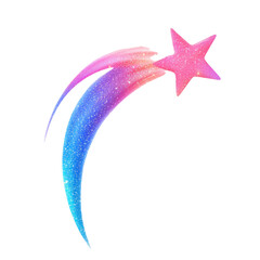 Poster - colorful shooting star with sparkling trail, featuring pink and blue hues, evokes sense of wonder and magic