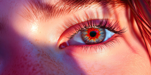 Wall Mural - Close-up Photograph of a Human Eye with Starburst Iris