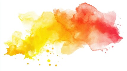 Wall Mural - A splash of yellow and red paint on a white background