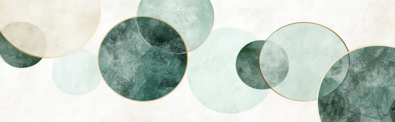 Wall Mural - Light pencil touches create a serene setting with circles in pastel mint hues, fostering artistic inspiration and calm