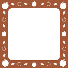Wall Mural - brown square frame with cute apple on surround