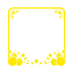Wall Mural - yellow apple square frame with leaf and sparkle