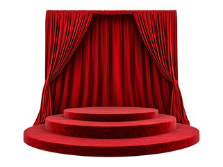 Red, round podium, pedestal, or platform isolated on a  transparent background