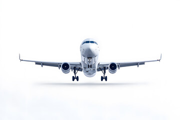 Wall Mural - Flying passenger airplane. A white jet plane Isolated on white background