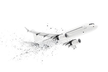 Wall Mural - Flying passenger airplane. A white jet plane Isolated on white background