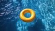 © Duskcraft - Summertime Serenity Yellow Inflatable Ring Floating on Sparkling Azure Water Surface Capturing a Relaxing and Refreshing Atmosphere