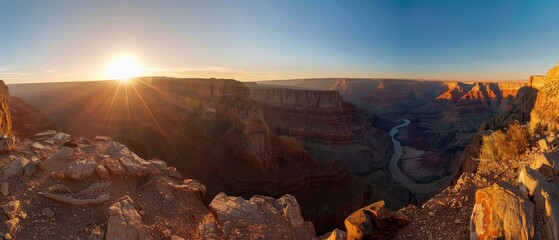 Sticker - Sunrise Illuminates Grand Canyon with Colorado River Below