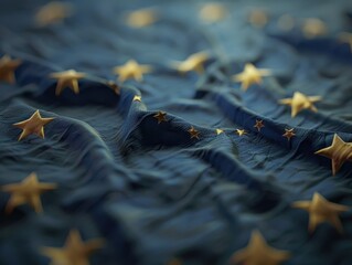 the european union flag with symbolic stars on blue background.