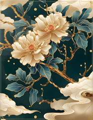 Sticker - Golden Floral Illustration