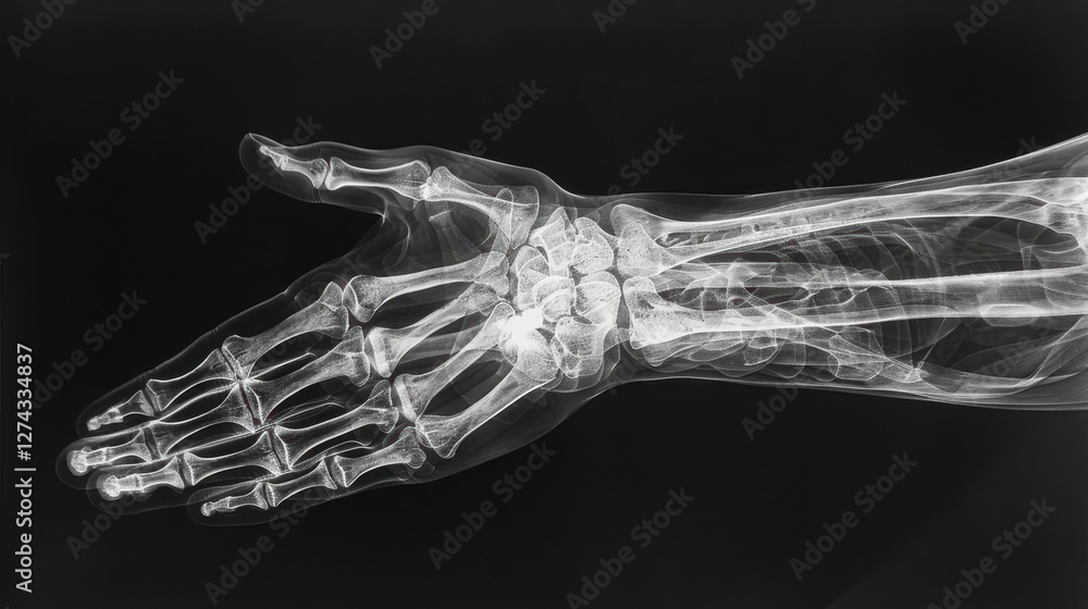 Clear X-ray of Hand Showing Detailed Bone Structure Stock Photo | Adobe ...