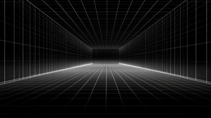 Abstract digital tunnel perspective, futuristic walkway