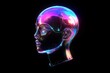 © somchaichoosiri - Neon colored head illustration on a solid black background for artistic designs