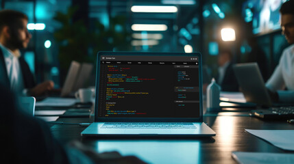 Software development programming on computer screen for brisk application and program coding