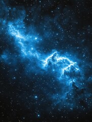 Wall Mural - ethereal blue nebula with bright stars in deep space cosmic cloud formation and celestial light