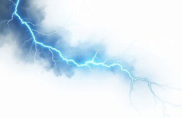 Wall Mural - blue lightning strike illustration against cloudy sky. png image with transparent background for dig
