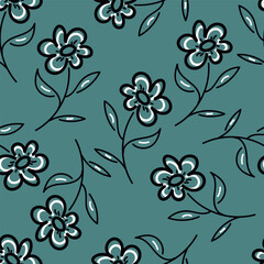 Wall Mural - Trendy exotic hand drawn flowers seamless pattern. Floral background for textile, wallpaper, banner, covers, surface, printing and home decor. Flower vector illustration.