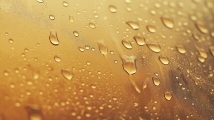 Golden Water Droplets On A Surface