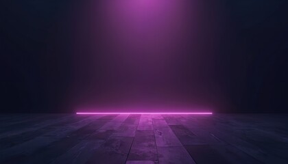 Fototapete - Neon purple wallpaper illustration on dark grainy background. Dark blue purple glowing gradient with black noise. Light flash motion blur texture for party digital animation backdrop. Floor with