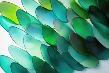 Wall Mural - abstract art showcasing overlapping, translucent teal and green ovals, creating a dynamic visual tex