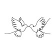 © Chaya - Two Doves Kissing OneLine Drawing, Peace, Love, Unity, Symbol