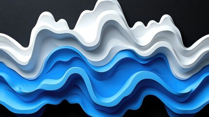 Wall Mural - Abstract Blue and White Wave Design