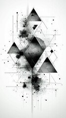 Wall Mural - Abstract grayscale geometric art grunge texture