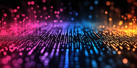 abstract colorful digital data stream, representing a vibrant, dynamic flow of information and connection