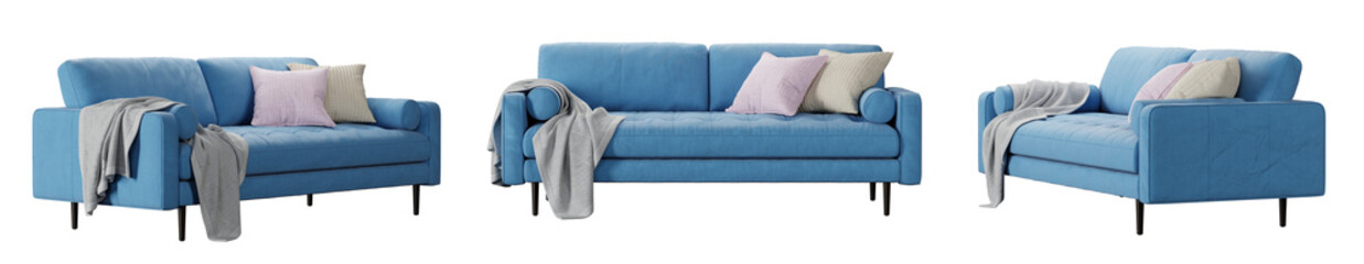 Poster - Sofa set isolated on transparent background. 3D render. 3D illustration.
