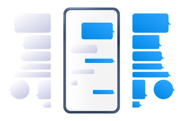 Message bubbles template for creating dialogues. Text template bubbles. Mockup Web messenger interface.