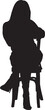 © curto - vector; silhouette; front view of a woman sitting on a chair posing