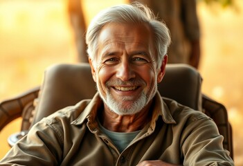 Wall Mural - Portrait of a 70-year-old male in a natural setting