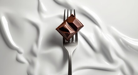 Wall Mural - a close up of a fork with chocolate on it