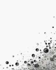 Wall Mural - abstract dark grey bubbles floating upwards on white backdrop. background for science or creative us