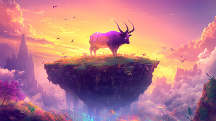 Wall Mural - whimsical adorable creature horns
