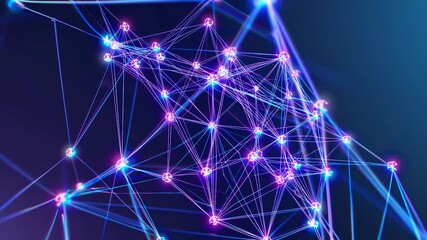 Glowing lines and dots forming a plexus representing internet connections, neural networks, or other complex systems with a futuristic and technological feel