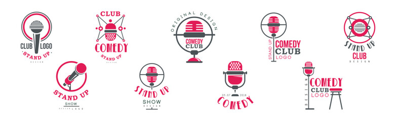 Wall Mural - Stand Up Show and Comedy Club Logo Design Vector Set