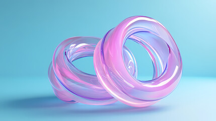 Wall Mural - minimal metaball 3d render pink purple gradient on baby blue background with wavy texture abstract s