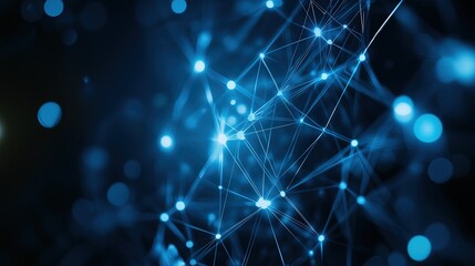 Wall Mural - a network of interconnected glowing nodes symbolizing connections technology and the flow of informa