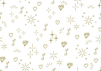 Wall Mural - seamless pattern with music note, star, heart, diamond. christmas, birthday design in golden color o