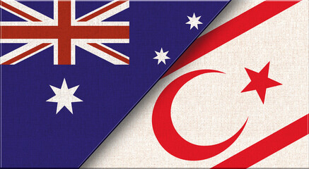 Wall Mural - Flags of Australia and Turkish Republic of Northern Cyprus. 3D illustration