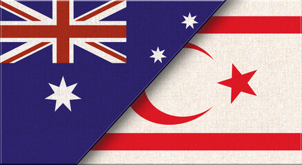 Wall Mural - Flags of Australia and Turkish Republic of Northern Cyprus. 3D illustration