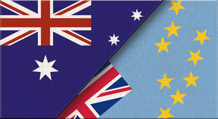 Wall Mural - Flags of Australia and Tuvalu. Australian and Tuvalu National flags on Fabric